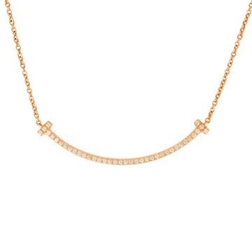 TIFFANY&Co T Smile Pendant Small Diamond K18RG Necklace