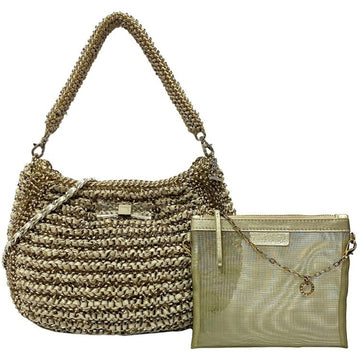 ANTEPRIMA 2way gold vinyl  handbag wire ribbon shoulder bag border women's