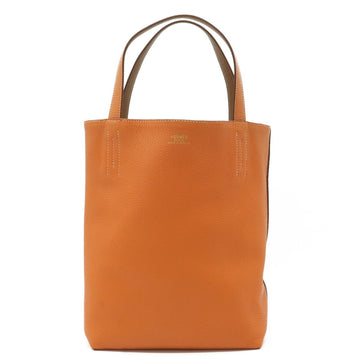 HERMES Double Sense Sens Tote Bag Reversible Taurillon Clemence Leather Orange Gold Brown