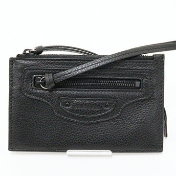 BALENCIAGA neoclassical coin case card purse 640110 black leather