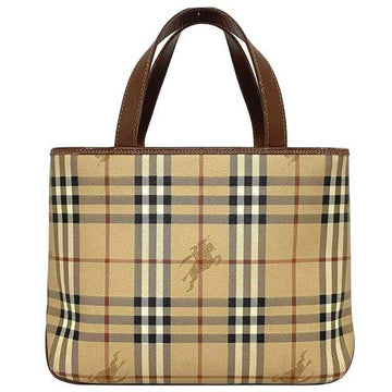 BURBERRY tote bag beige brown handbag PVC leather  check nova compartment pattern ladies' men's