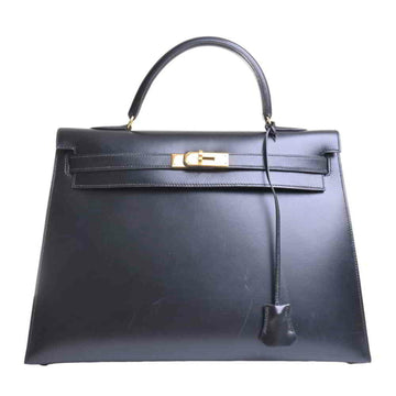 Hermes box calf Kelly 35 handbag black