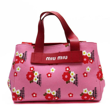 Miu MIUMIU Handbag Shoulder Bag 2Way Pink Red Canvas Leather 5BA085