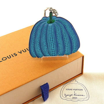 LOUIS VUITTON Porte Cle Pumpkin Key Ring M01101 Calfskin Silver Metal Blue &