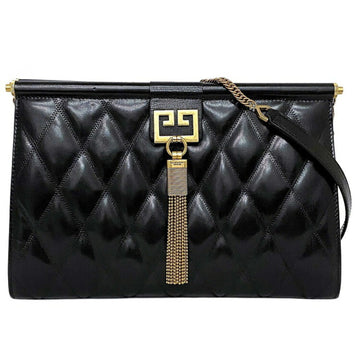 Givenchy shoulder bag gem medium black gold BB505BB08Z leather GIVENCHY quilting tassel chain goatskin women's clutch