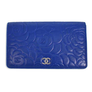 CHANEL Camellia Blue Long Wallet
