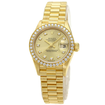 ROLEX 69138G Datejust Bezel Diamond 10P Watch K18 Yellow Gold K18YG 73.7 Ladies ROLE