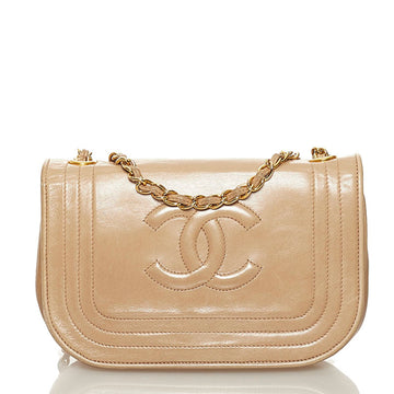 Chanel here mark chain shoulder bag beige gold lambskin ladies CHANEL