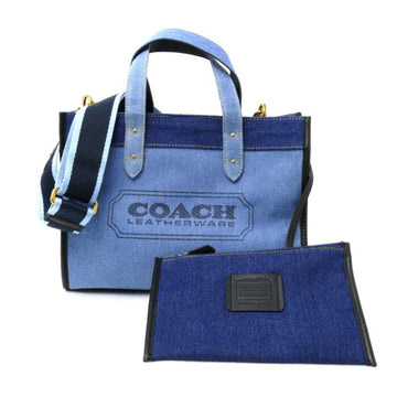 COACH Field Tote 30 2Way Shoulder Bag Blue 89163 Women's