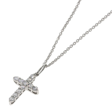 TIFFANY Small Cross Diamond Necklace K18 White Gold/PT950 Women's &Co.