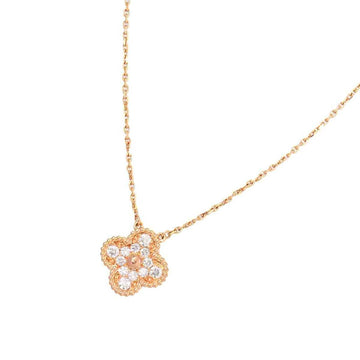 VAN CLEEF & ARPELS Vintage Alhambra Diamond Necklace 42cm K18 PG 750