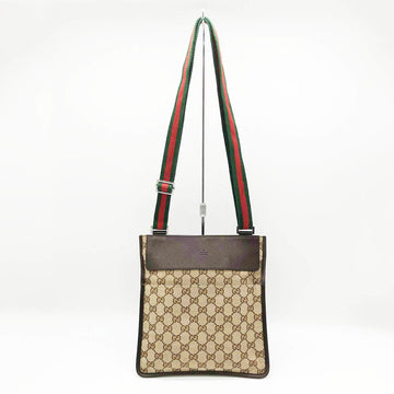 GUCCI GG Line Sherry Shoulder Bag Crossbody Canvas x Leather Brown Thin Women's Fashion 27639