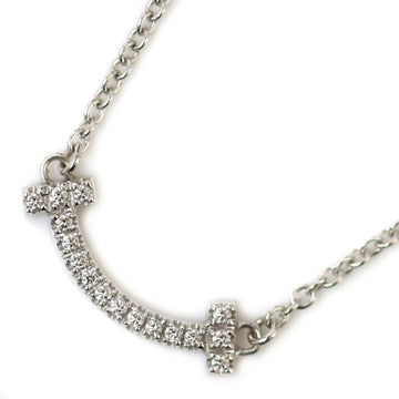 TIFFANY&Co.  K18WG White Gold T Smile Mini Diamond Necklace 62617799 2.3g 41-46cm Women's