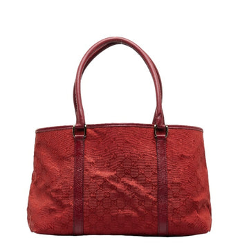 GUCCI GG Canvas Handbag Tote Bag 257302 Red Leather Women's
