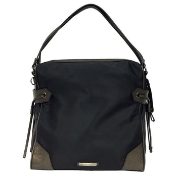Burberry tote bag shoulder nylon x leather black gunmetal