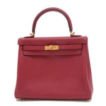 Hermes Kelly 25 Inner Sewn Swift Rouge Glenat X Engraved Handbag