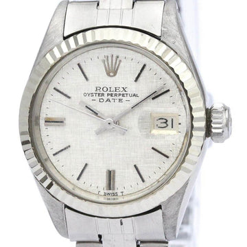 ROLEXVintage  Oyster Perpetual Date 6917 White Gold Steel Ladies Watch BF561695