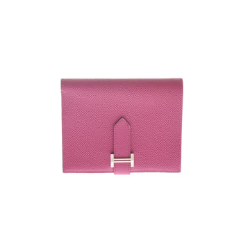 Hermes Bearn Rose Purple Palladium Metal Fittings A Engraved (around 2017) Women's Vaux Epson Bifold Wallet