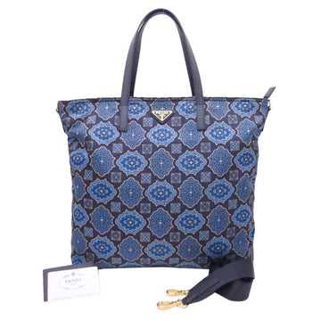 Prada 2way bag navy blue x beige nylon leather gold hardware handbag shoulder ladies B2600A