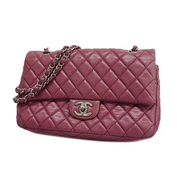 CHANELAuth  Matelasse W Flap W Chain Women's Leather Shoulder Bag Pink