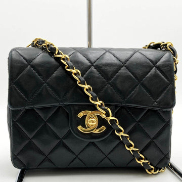 CHANEL Mini Matelasse Shoulder Bag Chain Coco Mark Minimato Black Lambskin Ladies Fashion