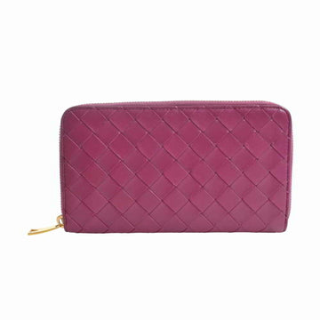 BOTTEGA VENETA intrecciato leather round long wallet purple