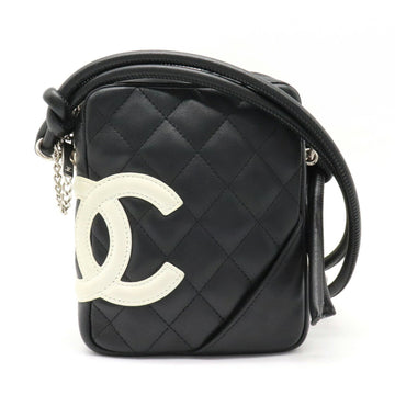 CHANEL Cambon Line Coco Mark Medium Pochette Shoulder Bag Black White Pink A25177