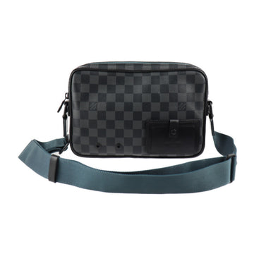 LOUIS VUITTON Alpha Messenger Shoulder Bag N40188 Damier Graphite Canvas Leather Black