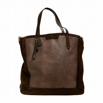 COACH F33465 Suede Leather Brown Bag Tote Unisex