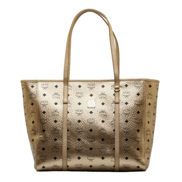 MCM Visetos Glam Tote Bag Champagne Gold PVC Leather Women's