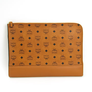 MCM Unisex Leather Clutch Bag Brown