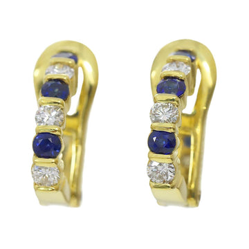 TIFFANY&Co. Sapphire Diamond Earrings K18 YG Yellow Gold 750 Clip-on