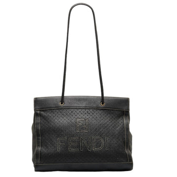 FENDI Tote Bag Shoulder Black Leather Women's