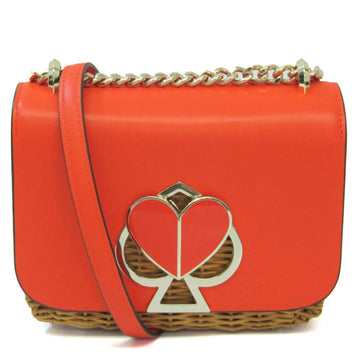 KATE SPADE Nicola Twist Lock PXRUB187 Women's Leather,Wood Shoulder Bag Orange