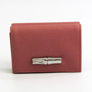 LONGCHAMP Roseau Women's Leather Wallet [tri-fold] Pink