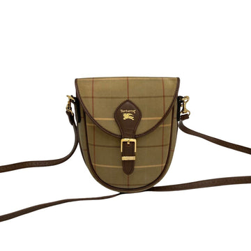 BURBERRYs Vintage Nova Check Leather Canvas Mini Shoulder Bag Pochette Brown