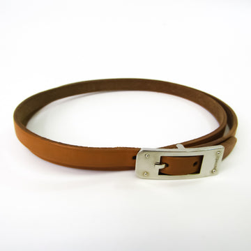 Hermes Kelly Aldion Leather,Metal Wrap Bracelet Natural,Silver