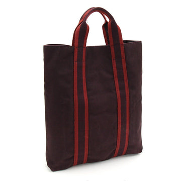 HERMES Handbag Four Toe Cabas Bordeaux Cotton Canvas Women's Tote Bag
