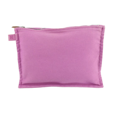 HERMES Bora Pouch MM Cotton Canvas Purple Silver Hardware Clutch Bag Makeup Second