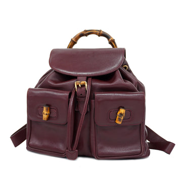 GUCCIAuth  Bamboo Rucksack 003 1998 0016 Women's Leather Backpack Bordeaux