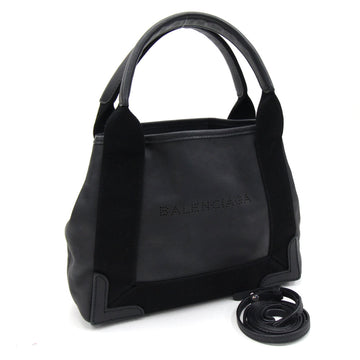 Balenciaga 2WAY Handbag Navy Kabas XS 390346 Black Leather Shoulder Bag Women's Mini Punching