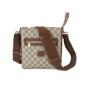 Gucci GG Supreme Messenger Shoulder Bag Leather Beige Brown 681021