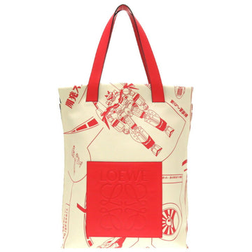 LOEWE x Gundam Leather Ivory Red Shopper Bag Tote