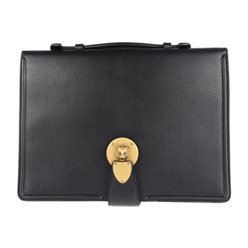GUCCI Business Bag Clutch 495655 Leather Black Cat Head