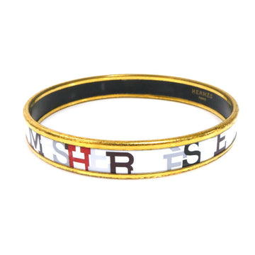 HERMES Bangle Bracelet Email Metal/Enamel Gold/White/Multicolor Women's
