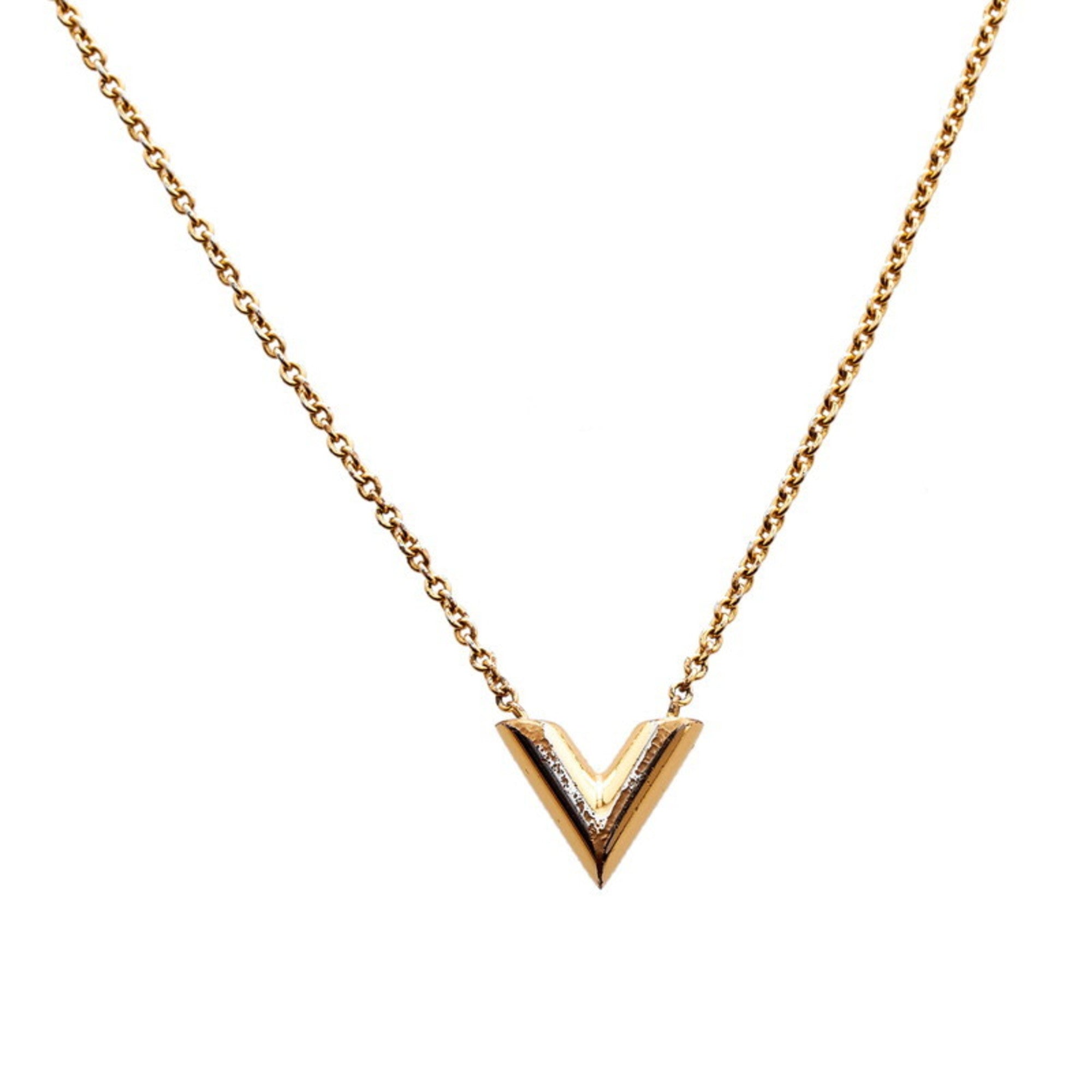 LOUIS VUITTON Essential V Logo Chain Necklace Gold Italy M61083 37YA294 |  eBay