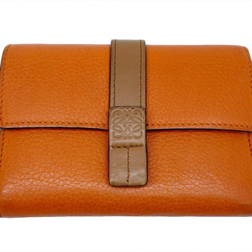 LOEWE Trifold Wallet Small Vertical Orange Brown 261902 Women's