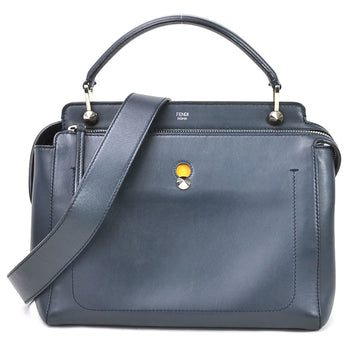 FENDI handbag shoulder bag dot com leather navy silver ladies