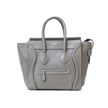 Celine Luggage Micro Handbag Gray Beige Women's Leather