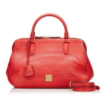 MCM Handbag Shoulder Bag Red Leather Ladies